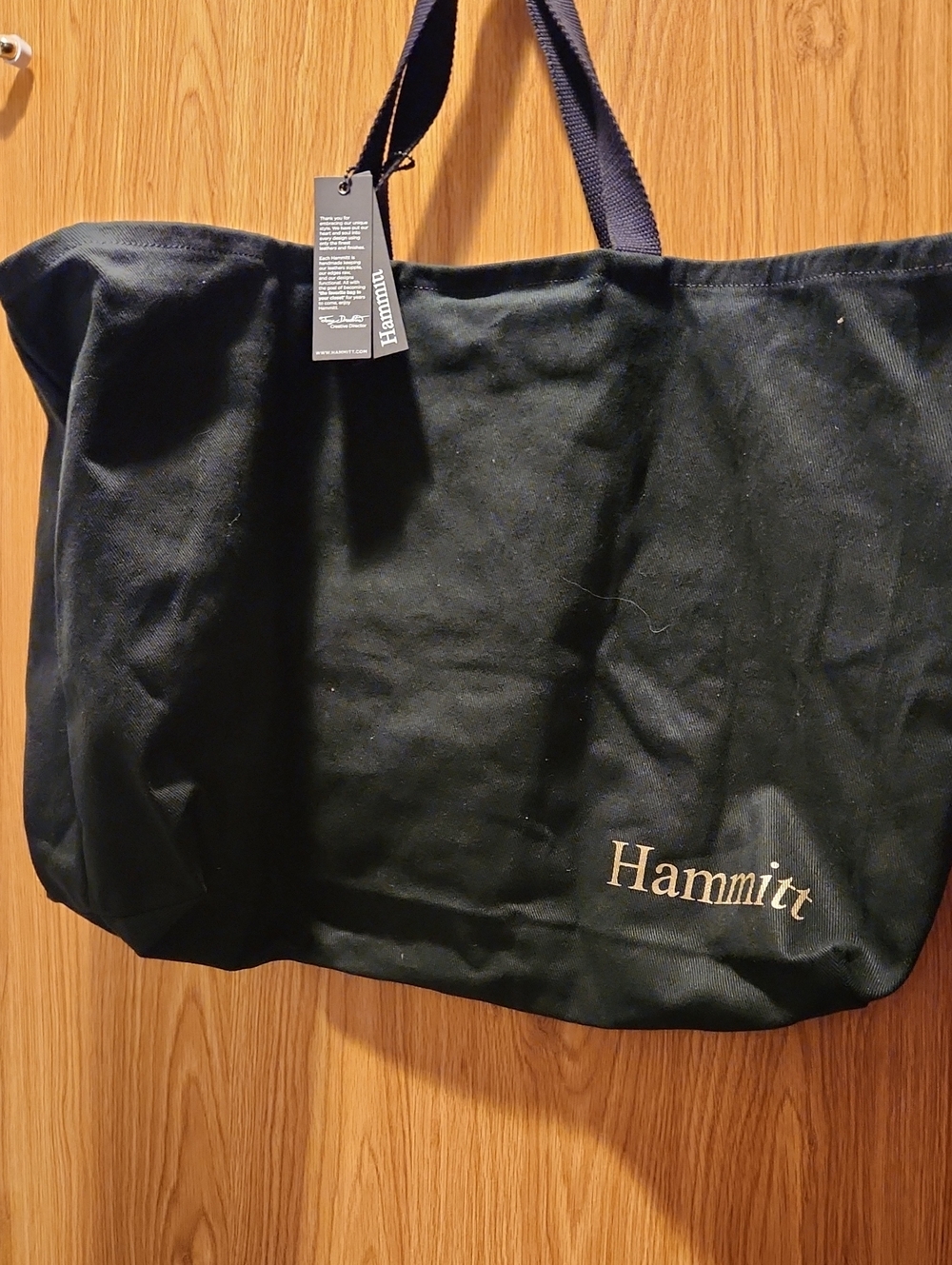 Hammitt Black Canvas Shopper Tote with Black Leather Pocket and Red Zip - Picture 4 of 7